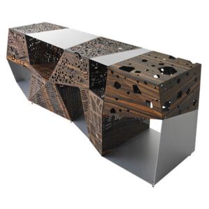 Riddled Dresser - L 200 cm / Perforated ebony & metal by Horm Natural wood/Metal