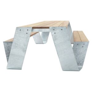Hopper Table & seats set by Extremis Natural wood/Metal