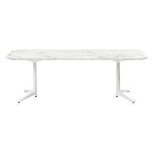 Multiplo indoor/outdoor - Rectangular table - Marble effect - 180 x 75 cm by Kartell White