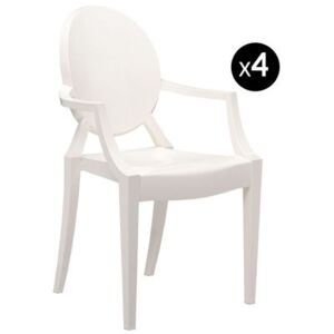 Louis Ghost Stackable armchair - opaque / Set of 4 by Kartell White