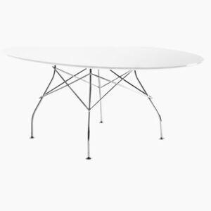 Glossy Glass Oval table - Ovale / L 194 cm by Kartell White