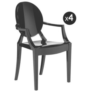 Louis Ghost Stackable armchair - opaque / Set of 4 by Kartell Black