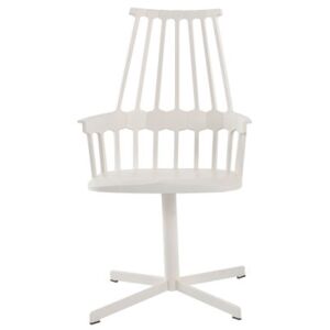 Comback Swivel armchair - Polycarbonate & metal leg by Kartell White