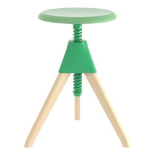 Jerry Stool - / H 50 to 66 cm - Wood & plastic by Magis Green/Natural wood
