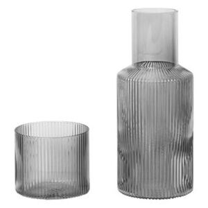 Ripple Carafe - / Set carafe 0.5L + 1 glass by Ferm Living Grey/Transparent