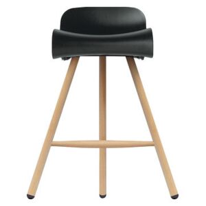 BCN Wood Bar stool - H 66 cm - Plastic & wood legs by Kristalia Black/Natural wood