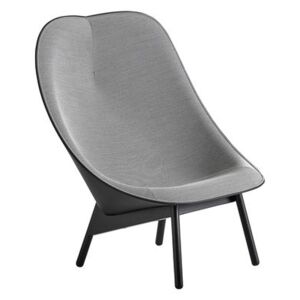 Uchiwa Padded armchair - / Fabric & leather and wooden feet by Hay Grey/Black