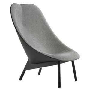Uchiwa Padded armchair - Leather backrest by Hay Grey/Black