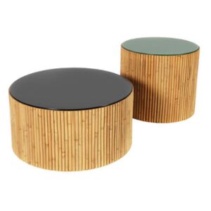 Riviera Duo Coffee table - / Set of 2 - Ø 60 & Ø 45 cm by Maison Sarah Lavoine Green/Black