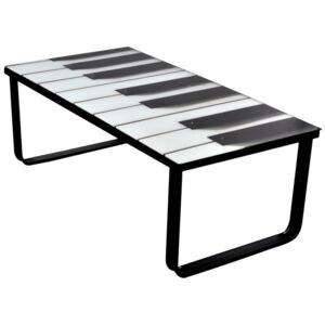 VidaXL Coffee Table with Piano Printing Glass Top