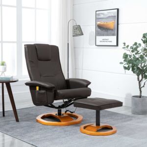 VidaXL Massage Chair with Foot Stool Brown Faux Leather