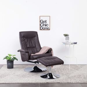 VidaXL Recliner Chair with Footstool Brown Faux Leather