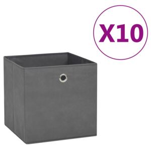 VidaXL Storage Boxes 10 pcs Non-woven Fabric 28x28x28 cm Grey