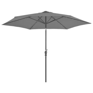VidaXL Outdoor Parasol with LED Lights and Steel Pole 300cm Anthracite