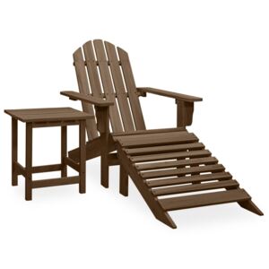 Garden Adirondack Chair with Ottoman&Table Solid Fir Wood Brown