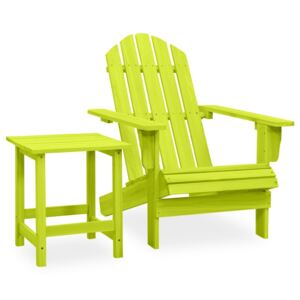 Garden Adirondack Chair with Table Solid Fir Wood Green