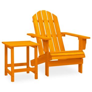 Garden Adirondack Chair with Table Solid Fir Wood Orange
