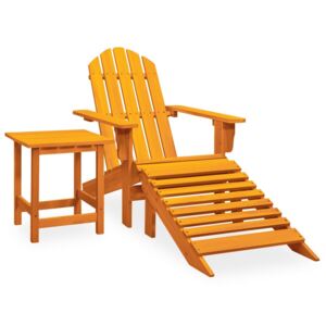 Garden Adirondack Chair with Ottoman&Table Solid Firwood Orange