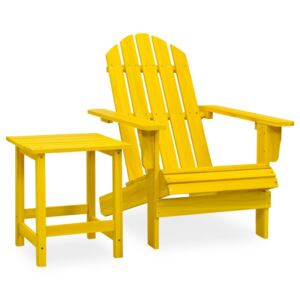 Garden Adirondack Chair with Table Solid Fir Wood Yellow