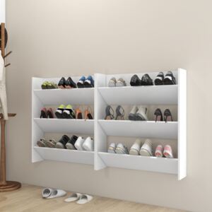 Wall Shoe Cabinets 2 pcs White 80x18x90 cm Chipboard