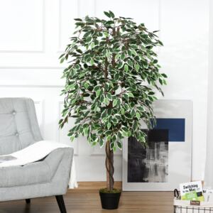 Outsunny Artificial Ficus Silk Tree with Nursery Pot, Decorative Fake Plant, for Indoor Outdoor Décor, 160cm