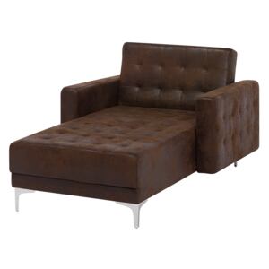 Chaise Lounge Brown Faux Leather Tufted Modern Living Room Reclining Day Bed Silver Legs Track Arms Beliani
