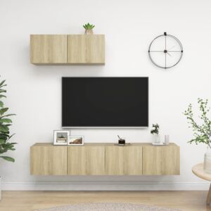 TV Cabinets 3 pcs Sonoma Oak Chipboard