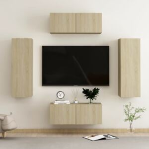 4 Piece TV Cabinet Set Sonoma Oak Chipboard