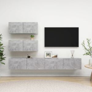 4 Piece TV Cabinet Set Concrete Grey Chipboard