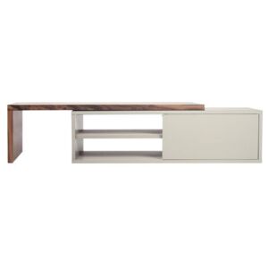 Slide Extensible TV cabinet - / Swivel - L 110 to 203 cm by POP UP HOME Grey/Natural wood