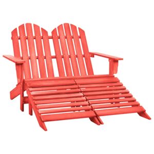 2-Seater Garden Adirondack Chair&Ottoman Fir Wood Red