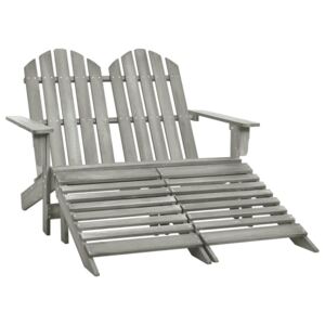 2-Seater Garden Adirondack Chair&Ottoman Fir Wood Grey