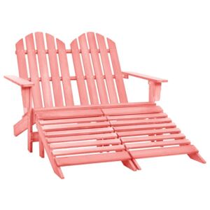 2-Seater Garden Adirondack Chair&Ottoman Fir Wood Pink