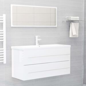 VidaXL 2 Piece Bathroom Furniture Set High Gloss White Chipboard