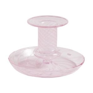 Flare Stripe Small Candle stick - / H 7.5 cm - Glass by Hay Pink