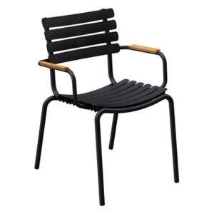 ReCLIPS Stackable armchair - /Bamboo armrests - Recycled plastic by Houe Black