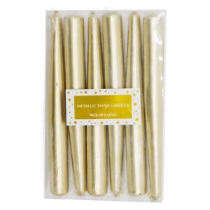 Gold Metallic Taper Candles - 6 Pack