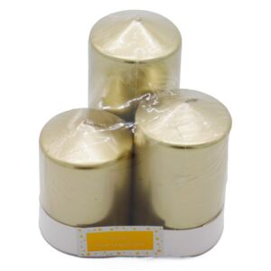 Gold Pillar Candles - 3 Pack