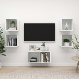VidaXL 5 Piece TV Cabinet Set High Gloss White Chipboard