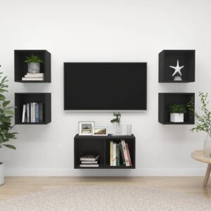 VidaXL 5 Piece TV Cabinet Set Black Chipboard