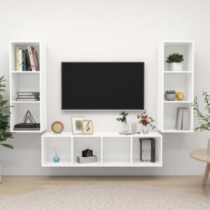 VidaXL 3 Piece TV Cabinet Set White Chipboard