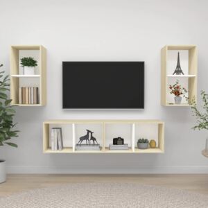 VidaXL Wall-mounted TV Cabinets 4 pcs White and Sonoma Oak Chipboard