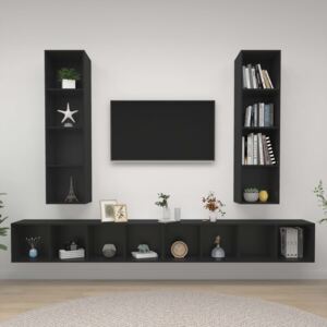 VidaXL Wall-mounted TV Cabinets 4 pcs Black Chipboard