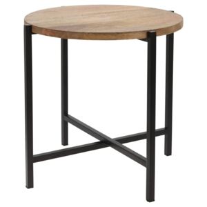 Ambiance End Table Round Wood and Metal 42 cm