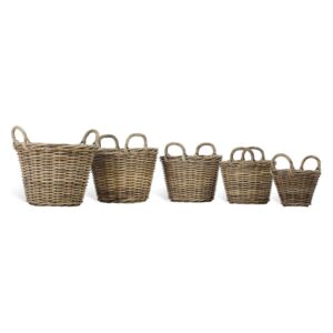 Set of 5 Natual Rattan Log Baskets