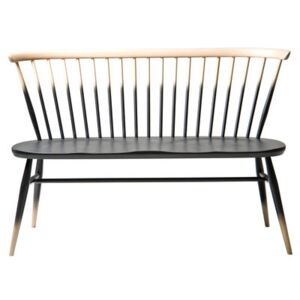 Love Seat Bench with backrest - 117 cm - 1955 Reissue by Ercol Black/Natural wood