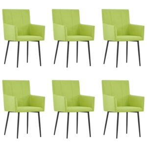 VidaXL Dining Chairs with Armrests 6 pcs Green Fabric