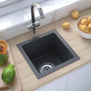 VidaXL Handmade Kitchen Sink with Strainer Black Stainless Steel
