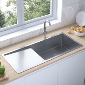 VidaXL Handmade Kitchen Sink with Strainer Stainless Steel