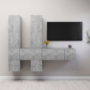 7 Piece TV Cabinet Set Concrete Grey Chipboard